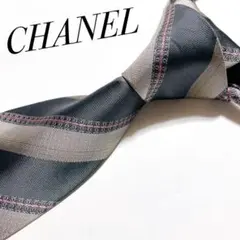 美品 シャネル CHANEL ネクタイ ハイブランド ココマーク ロゴ グレー
