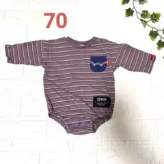 70cm EDWIN ストライプロンパース 長袖 ロンＴ