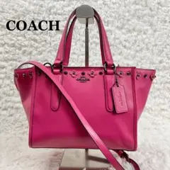 極美品✨コーチ フローラル ダリア 2way ハンドバッグ ピンク 花 スタッズ