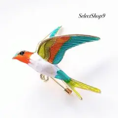 新品未使用品♡ブローチ鳥ツバメバードグリーンゴールドヴィンテージ海外インポート