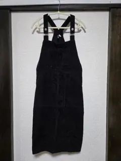 ブラック コーデュロイ サロペット