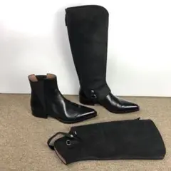 37 SARTORE 2way ロングブーツ サイドゴア ショートブーツ 黒