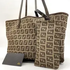 FENDI フェンディ ズッキーノ キャンバス レザー ミニ ハンドバッグ