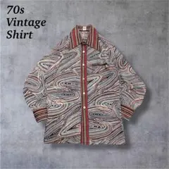【i2521】70s総柄長袖シャツSt.ANGERO スイス製FISBAヒッピー