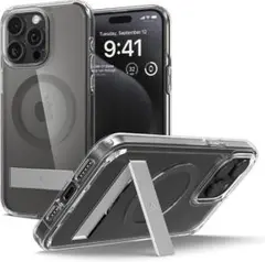 iPhone15Pro ケース MagSafe クリア キックスタンド F179