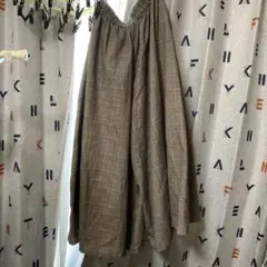 チェック柄ロングワイドキュロットM〜L