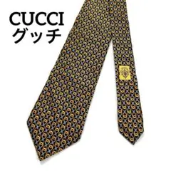 CUCCI グッチ　ネクタイ　チェーン総柄　カラフル イエロー