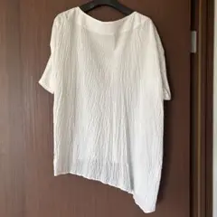 プランテーション　半袖　Tシャツ　ブラウス　シワ加工　シャーリング