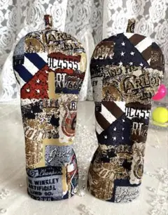ビンテージ赤&黒UT用2本セット❣️ゴルフヘッドカバー⛳️ハンドメイド