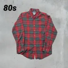 80s チェック　長袖シャツ　USA製　コットン　ウール　ヴィンテージ