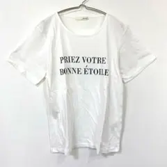 【シューラルー】Tシャツ プリントデザイン 英字 クルーネック 綿混 半袖 M