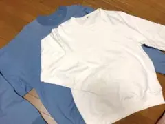 メンズ シンプル スウェット トップス 長袖 2色セット 大きめ