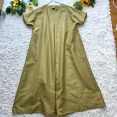 美品★【UTAO ウタオ】【F】ロングワンピース グリーン系 たっぷり大きめ