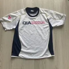 DIADORA スポーツシャツ Mサイズ ホワイト/ネイビー