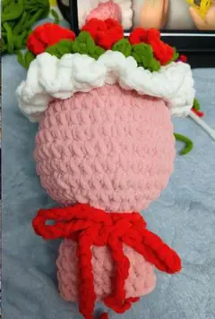 あみぐるみ ピンク 花冠付き