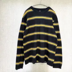 美品✦UNIQLO ボーダーロンTカットソー M ネイビーイエロー インド製