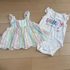 baby GAP カラフルストライプドレスとボディスーツセット