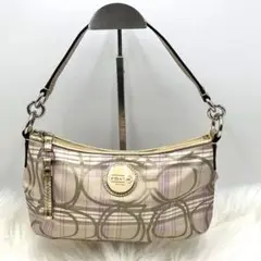 【美品】COACH コーチ　ワンハンド　ショルダーバッグ　ナイロン　ゴールド持手