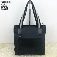✨美品✨ GUCCI トートバッグ キャンバス×レザー GG柄 ヴィンテージ 黒