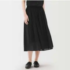 無印良品　婦人　強撚ボイル　ギャザースカート