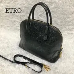【美品】ETRO 2way ショルダーバッグ ボストン レザー マルゴット