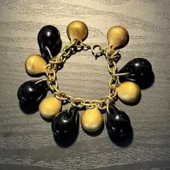 ヴィンテージ vintage YAMADA 黒金　ドロップ型　ブレスレット