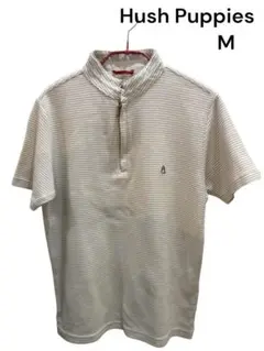 Hush Puppies ストライプ ハーフジップポロシャツ M