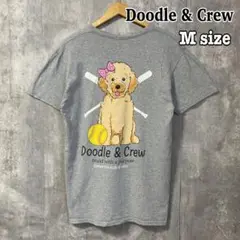 Doodle&Crew 犬 dog グレー Tシャツ M イラスト アニマル古着