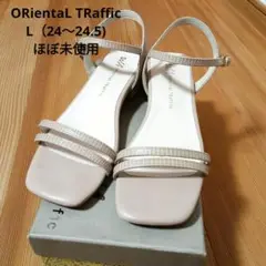 オリエンタルトラフィック　スクエアトゥナローストラップサンダル　L ベージュ