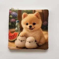 ハンドメイド　ポメラニアン　ポーチ