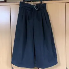 Candy Blue 裏起毛 リングベルト付き ワイドパンツ ガウチョパンツ