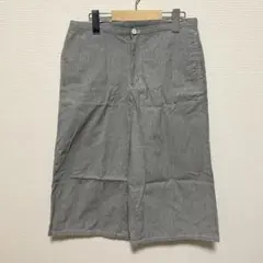 美品✨ストライプ 七分丈パンツ　フレアパンツ　ブルー　カジュアル　夏　婦人服