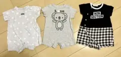 ロンパース　まとめ売り　３点セット　男の子　60 70 前開き　ドッキング　黒