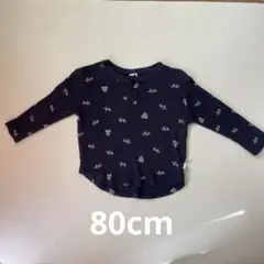 80cm ネイビー柄入り長袖Tシャツ