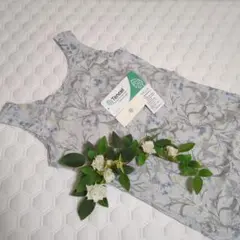 丸福ガーゼ　Tencel 花柄タンクトップ L　グレー系