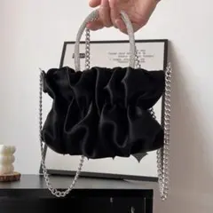 【美品】shein パーティ キラキラ ハンドバッグ ブラック チェーン
