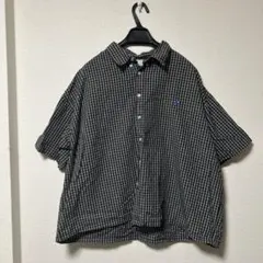 フーズフーギャラリー　チェックオープンシャツ　ブラック　FREEサイズ