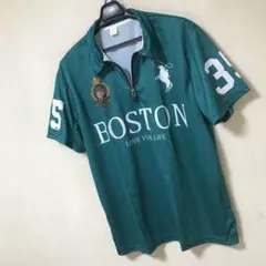 ロゴデザイン・ハーフジップシャツ◆XXL【未使用品】