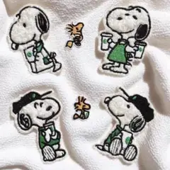 スヌーピー　スターバックス　6枚　シール接着　刺繍ワッペン　パッチ　まとめ売り