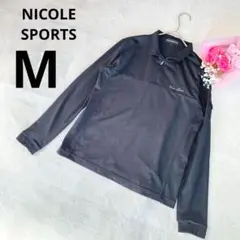 ★ ニコルスポーツ ゴルフウェア ハーフジップ ロゴ長袖 ブラック M 黒