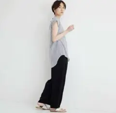 PLST トリアセブレンドイージーパンツ ゆったり ウエストゴム 黒