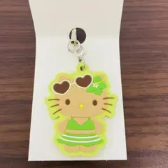 【当日発送】日焼けキティ ラバーストラップ 水着 黄緑　セリア　キティサンリオ