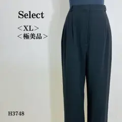【極美品】ワイドパンツ ストライプ柄 タック入り 裏地付き XL ブラック