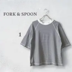 フォークアンドスプーン　カットソー　半袖Tシャツ　ボーダーTシャツ　ブラック