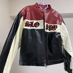 レザーライダースジャケット 赤 黒 SLOPPY