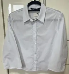 新品✨ZARA クロップドシャツ 5/7スリーブ Sサイズ シミあり
