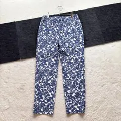 【ドゥクラッセ】11 青 花柄 パンツ カジュアル ストレッチ レギンス