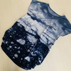 美品　Tシャツ　半袖　カットソー　藍染　青　レディース　トップス