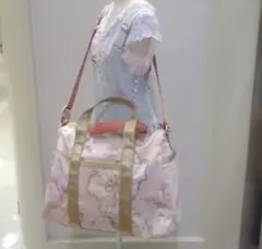 MILKクルーズバックエーゲ海ピンク地図柄ボストンバッグ