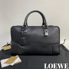 2212-31|極美品|ロエベ アマソナ36 ハンドバッグ 本革 黒 アナグラム